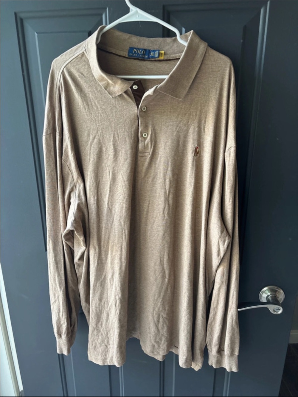 Ralph Lauren Long Sleeve Polo Shirt in Light Brown